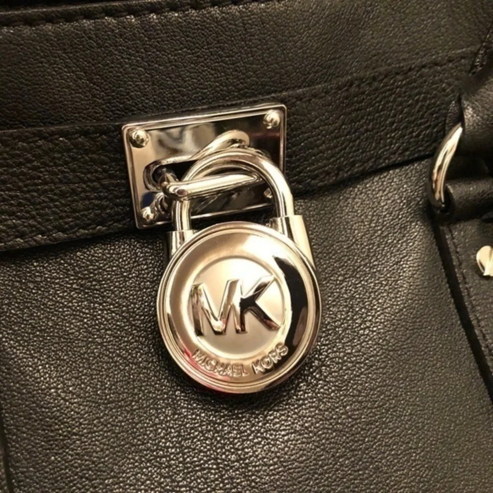 Michael kors black leather large Hamilton tote bag